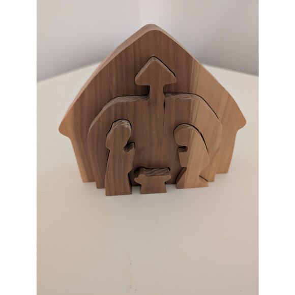 Wooden Vintage Nativity Scene Puzzle Set Christmas Handmade Home Decor Holiday - Picture 1 of 3